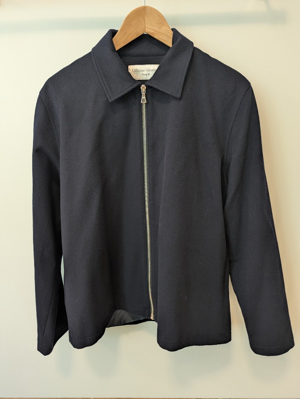 Men's Wool Navy Zip-Front Jacket - Picture 6 of 7